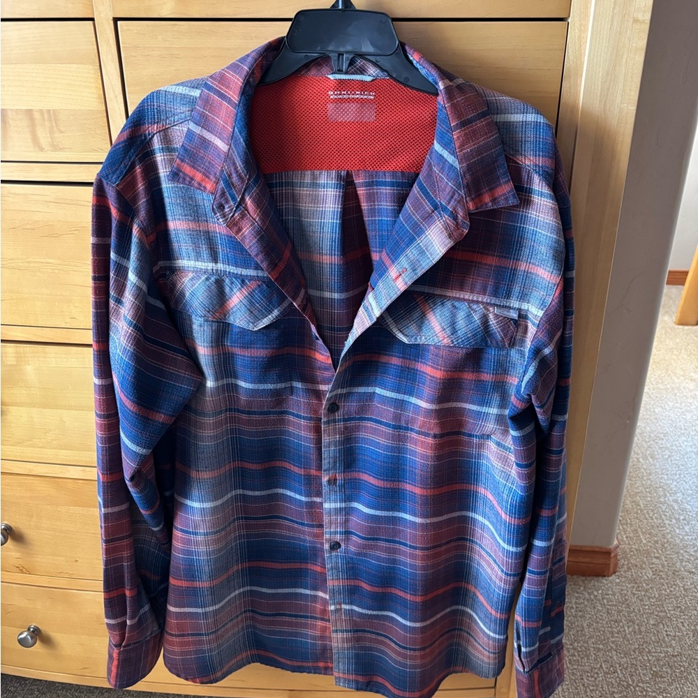Red and Blue Plaid flannel Button-Up Shirt (Columbia) $15